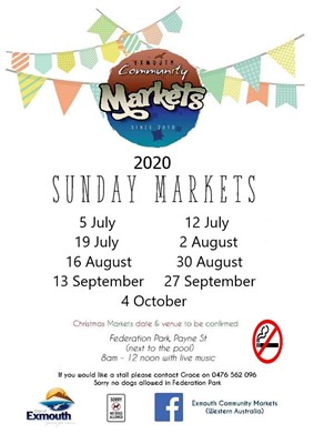Exmouth Community Markets - 2020 Market dates